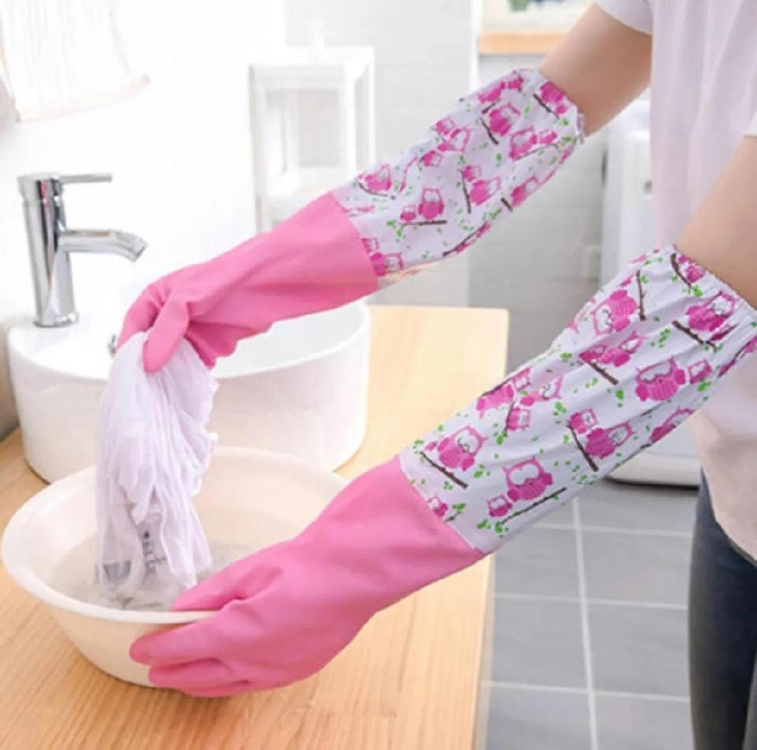 Long Waterproof Dishwashing Gloves with Soft Lining – Anti-Slip Kitchen Cleaning Gloves - Image 3