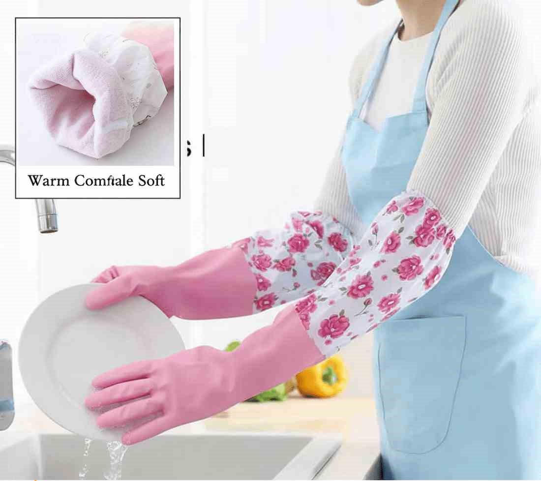Long Waterproof Dishwashing Gloves with Soft Lining – Anti-Slip Kitchen Cleaning Gloves - Image 4