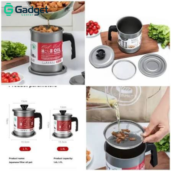 oil filter pot grease strainer cooking oil container stainless steel oil can kitchen oil strainer reusable oil filter frying oil storage
