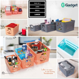 Multi-Purpose Plastic Storage Basket – Pack of 3 (Large & Small)