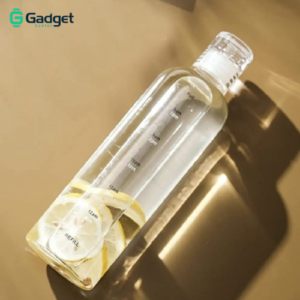 Time marker water bottle with hydration reminders BPA free reusable water bottle with time markings Leakproof daily hydration bottle with lemon slices Transparent motivational water bottle for fitness
