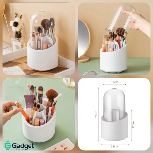 dustproof makeup brush organizer with transparent lid large capacity cosmetic storage box