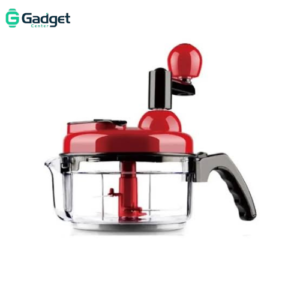 manual hand crank food chopper with stainless steel blades and transparent bowl