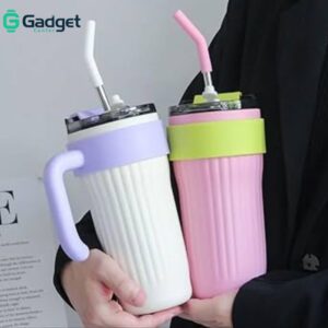 860ml Textured Tumbler with Straw & Handle