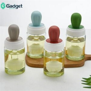 Oil Dispenser Bottle with Silicone Brush 2 in 1 Cooking Oil Tank & Basting Brush Heat Resistant Glass Oil Brush Bottle