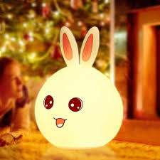 Cute Rabbit Silicone LED Night Light USB Rechargeable Baby Bedroom Night Lamp - Image 2