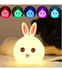 Cute Rabbit Silicone LED Night Light USB Rechargeable Baby Bedroom Night Lamp - Image 4