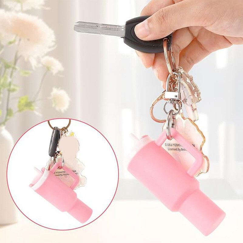 Mini Tumbler Cup Keychain | Cute Cup Shape Key Holder with Straw & Handle | Silicone Mini Mug Keyring - Image 2