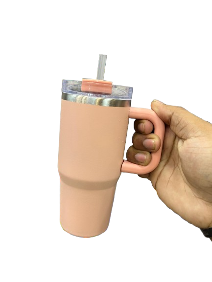 insulated tumbler with handle PEACH