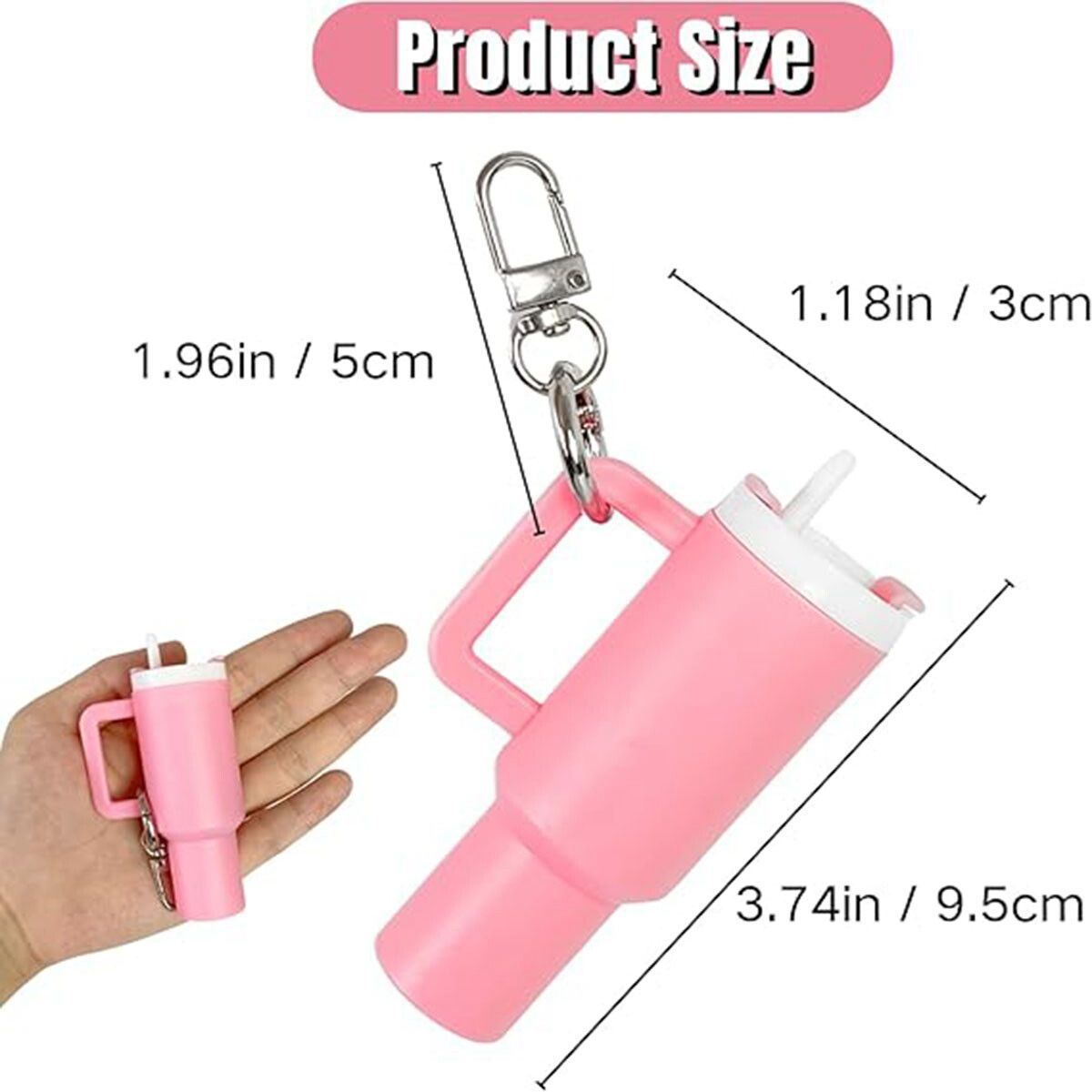 Mini Tumbler Cup Keychain | Cute Cup Shape Key Holder with Straw & Handle | Silicone Mini Mug Keyring - Image 3