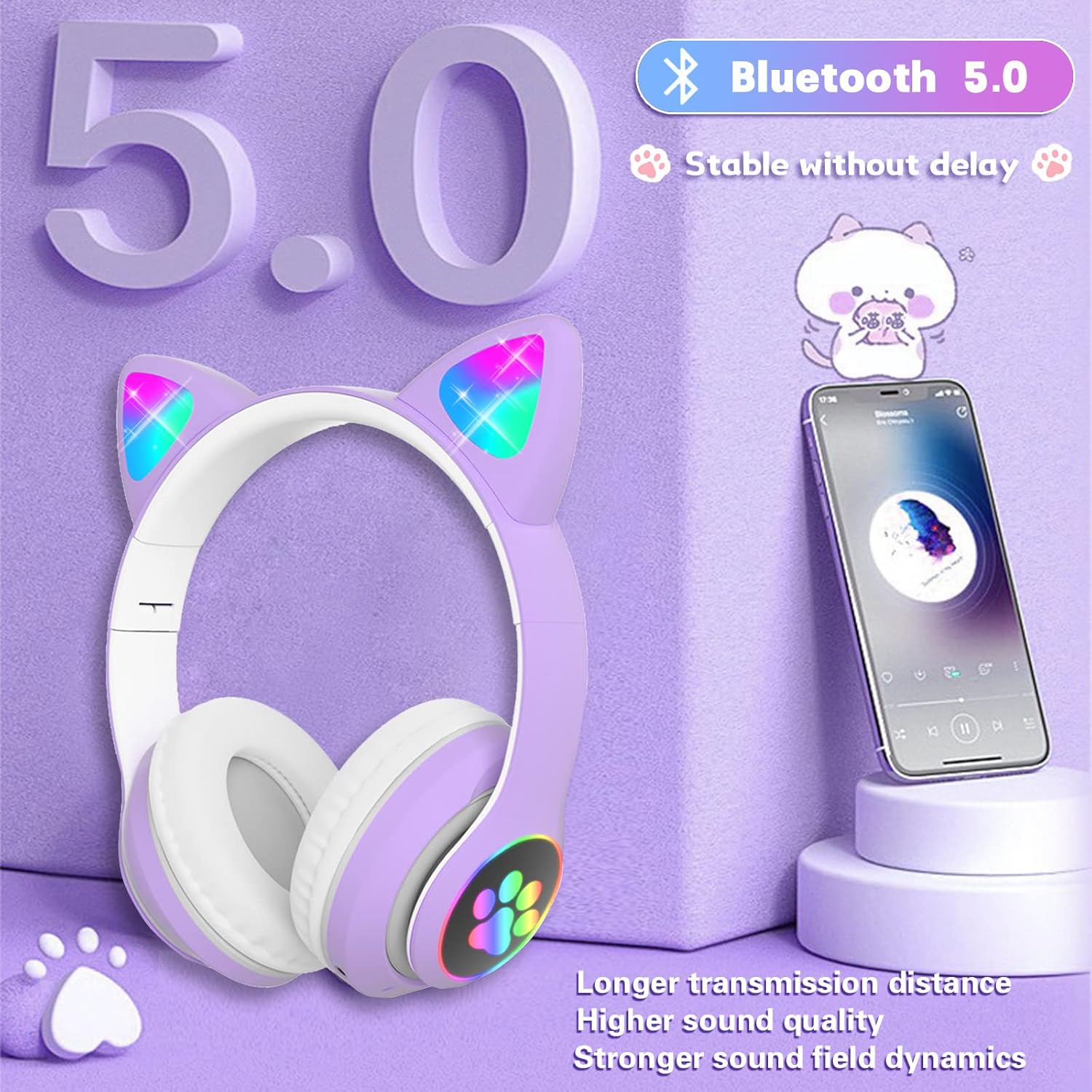 Pawfect Beats Cat Ear Headphones - Image 2