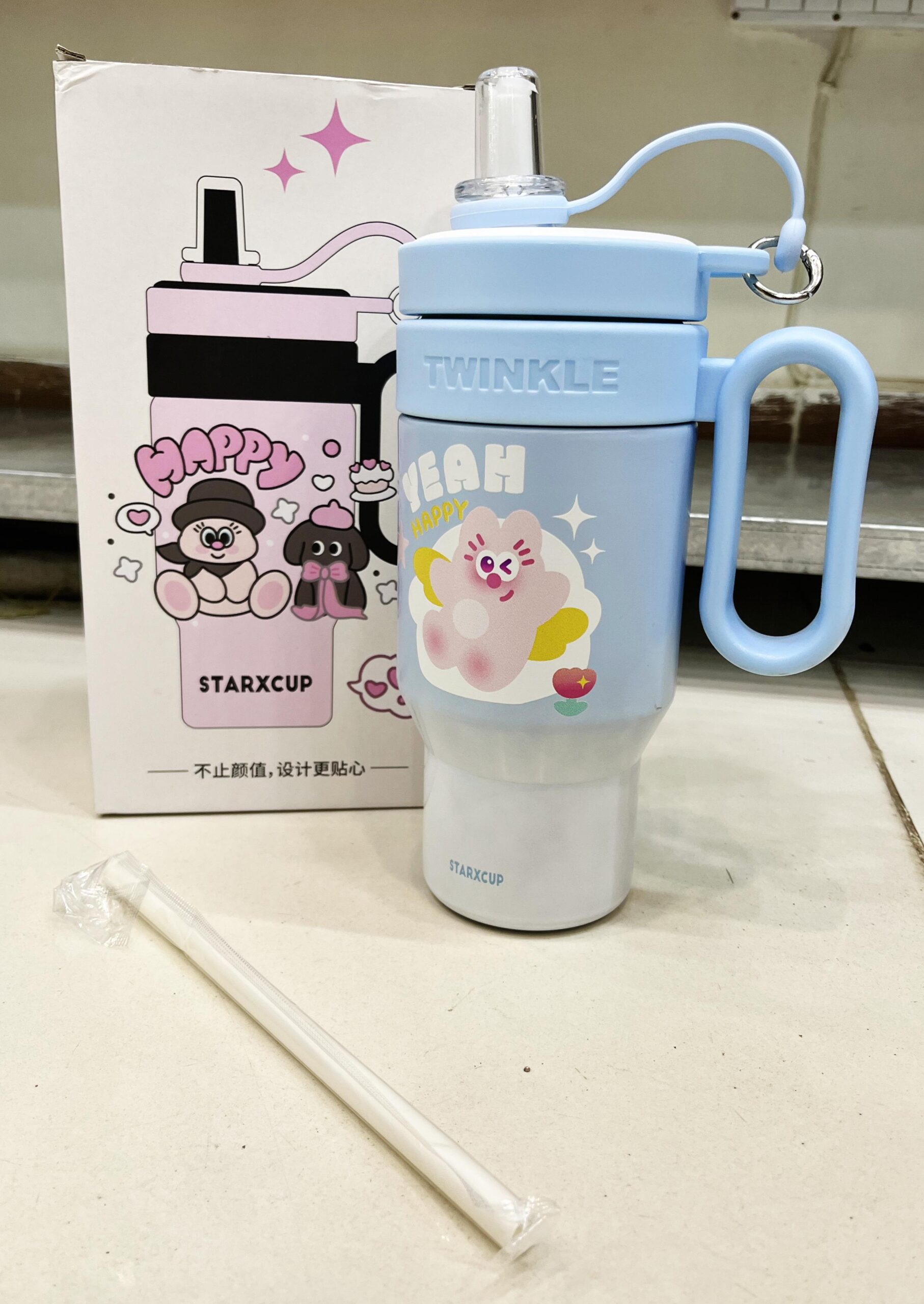 Cute Cartoon Water Tumbler with Straw | Large Capacity Kids Drinking Cup with Handle | Leak-Proof Plastic Water Bottle - Image 4