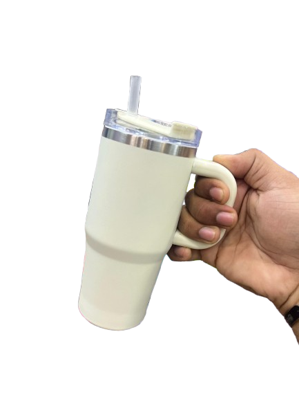 insulated tumbler with handle WHITE