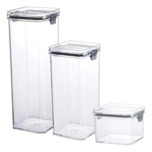 pantry storage container, airtight food jar, kitchen organizer box, cereal container, rice storage box, clear food container, dry food storage, stackable kitchen jars, plastic storage container