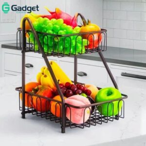 Multifunctional Countertop Basket, 2-Tier Countertop Fruit Basket Bowl, Vegetable Bread Storage Basket for Kitchen, Dining Table, Kitchen Pantry Organizers Shelf