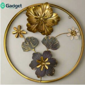 Round Golden Metal Flower Frame – Elegant Imported Decorative Wall Art