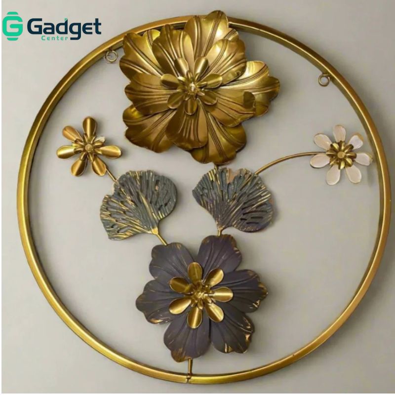 Round Golden Metal Flower Frame – Elegant Imported Decorative Wall Art