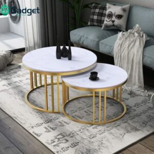 Luxury Living Room Table Set | Solid Iron Base & Wooden Top