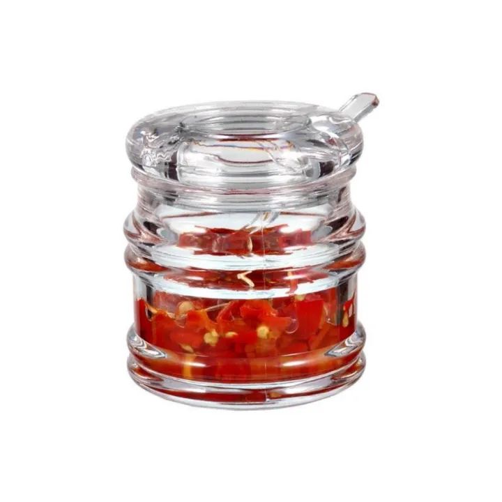 2 Pcs Sets Acrylic Condiment Jar with Lid Spoon Dispenser 6 oz Clear JW - Image 4