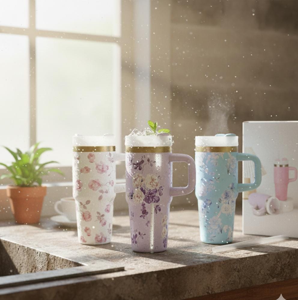 Elegant Floral Mini Tumbler – 480ml - Image 2