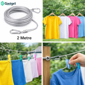 Strong stainless steel clothesline rope (5 metre) clothes indoors or outdoors (With Coating Proof)